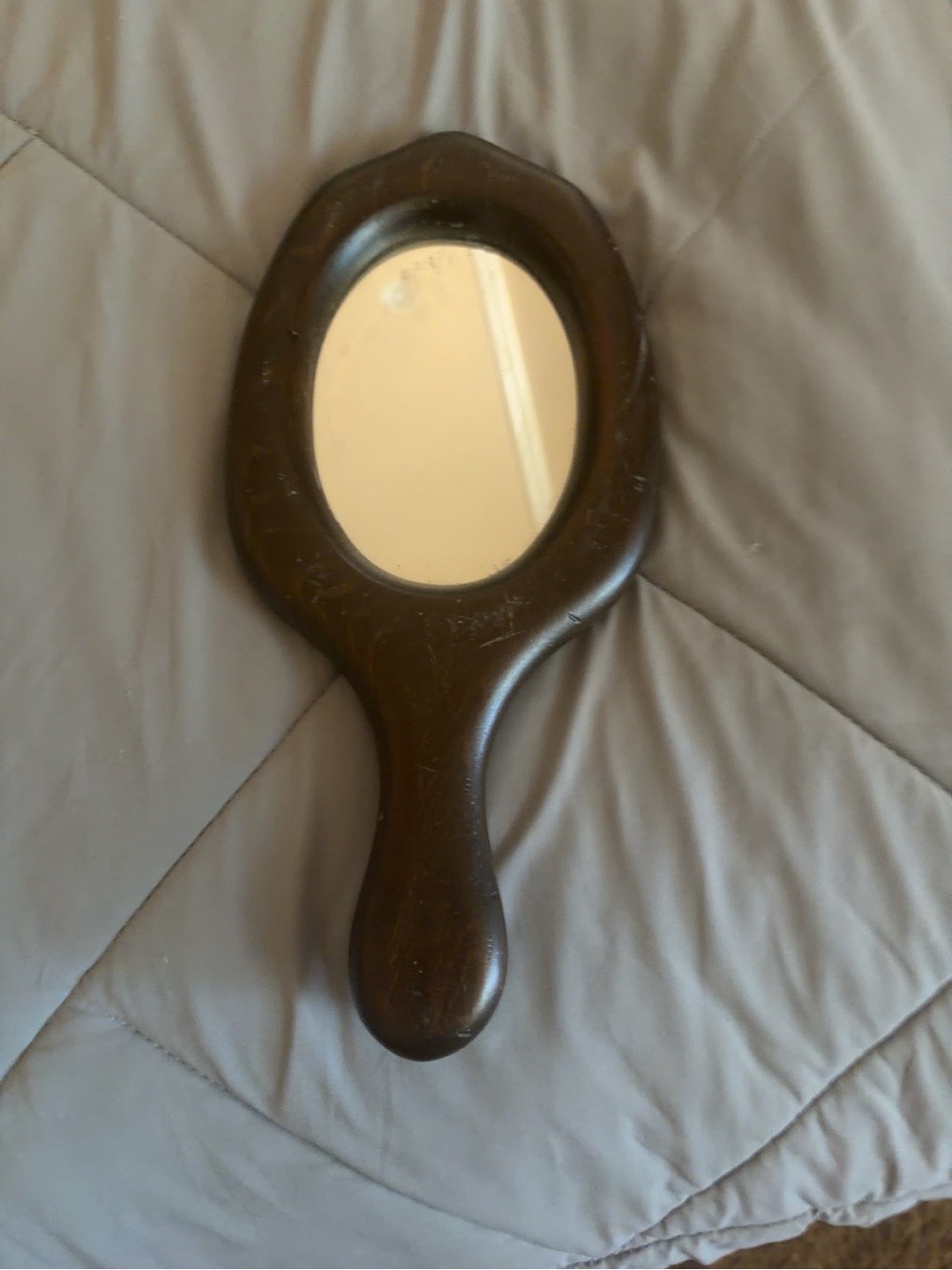 Vintage Dark Brown Handheld Mirror